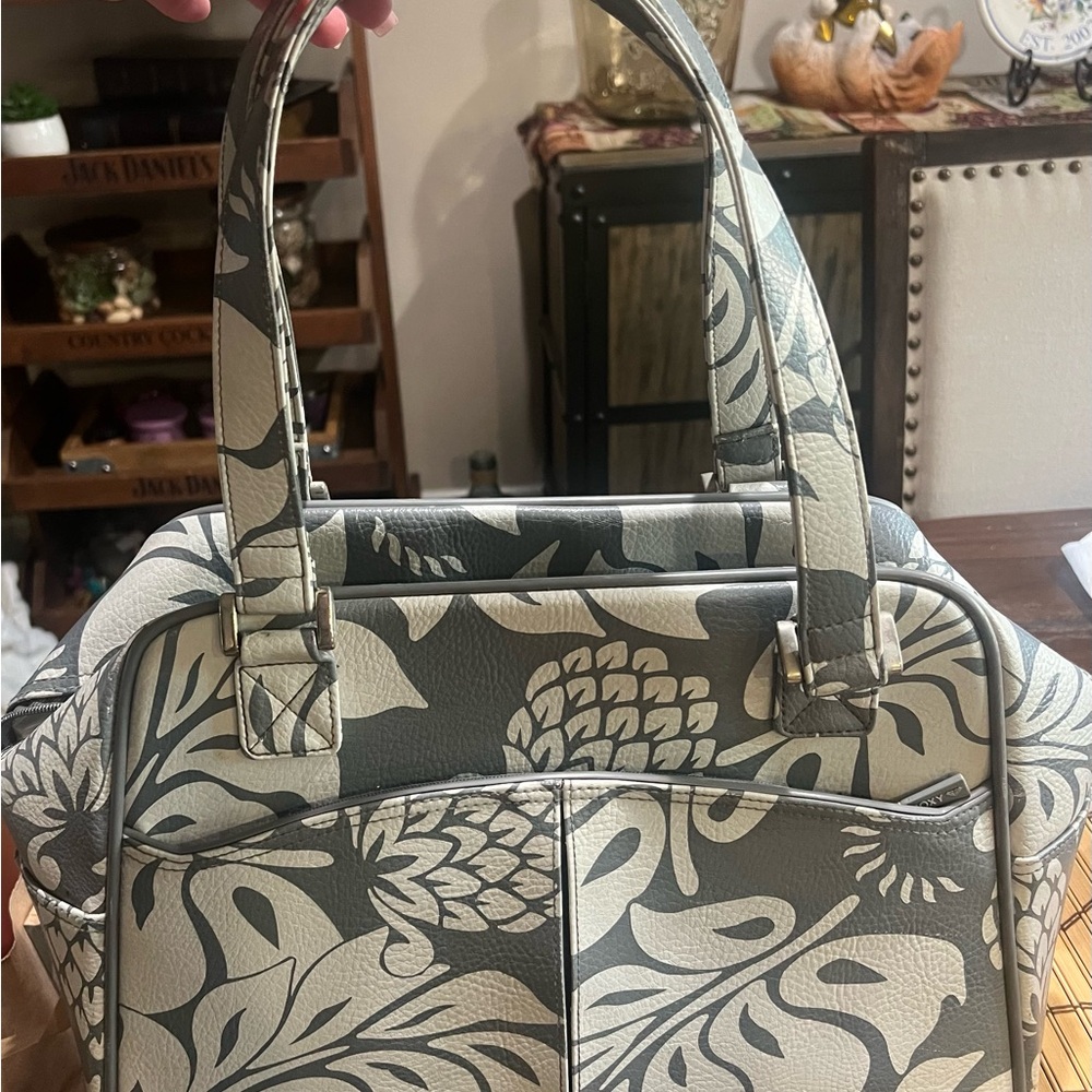 Vintage Roxy Gray and white overnight bag